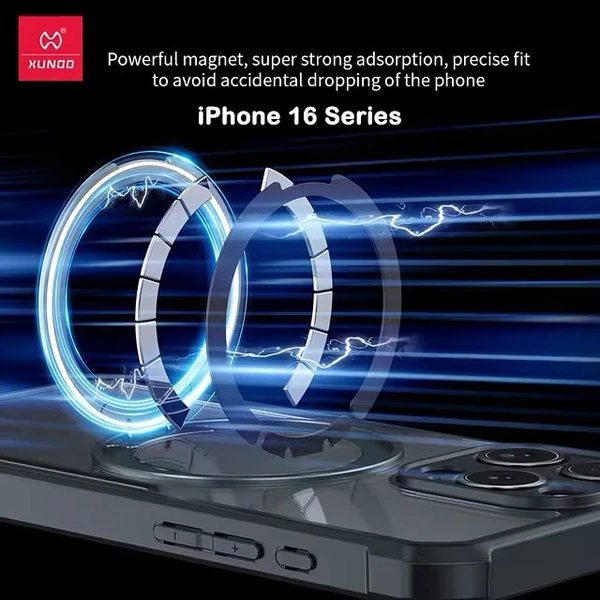 خرید گارد شفاف رینگ استند مگ سیف iPhone 16 Pro Max مارک XUNDD سری Beatle Magnetic Holder