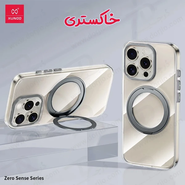 کریستال شفاف رینگ استند مگ سیف iPhone 14 Pro Max مارک XUNDD سری Zero Sense دارای استیکر