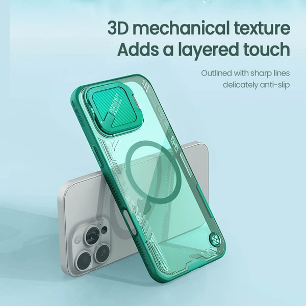 خرید قاب کریستالی مگنتی کمرا استند iPhone 16 Pro Max مارک نیلکین مدل Iceblade Prop Magnetic