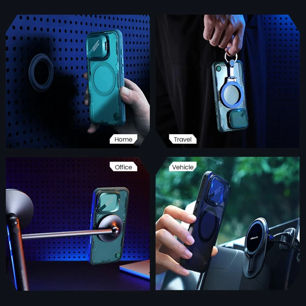 خرید قاب کریستالی مگنتی کمرا استند iPhone 16 Pro مارک نیلکین مدل Iceblade Prop Magnetic