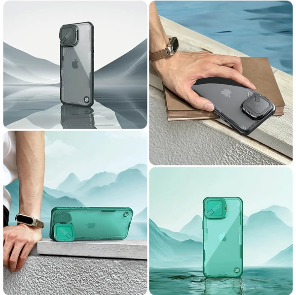 خرید قاب کریستالی کمرا استند iPhone 16 Plus مارک نیلکین مدل Iceblade Prop