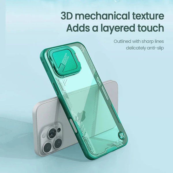 خرید قاب کریستالی کمرا استند iPhone 16 Pro Max مارک نیلکین مدل Iceblade Prop خرید قاب کریستالی کمرا استند iPhone 16 Pro Max مارک نیلکین مدل Iceblade Prop