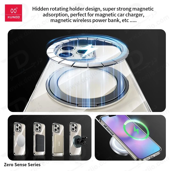 خرید کریستال شفاف رینگ استند مگ سیف iPhone 13 Pro Max مارک XUNDD سری Zero Sense دارای استیکر خرید کریستال شفاف رینگ استند مگ سیف iPhone 13 Pro Max مارک XUNDD سری Zero Sense دارای استیکر
