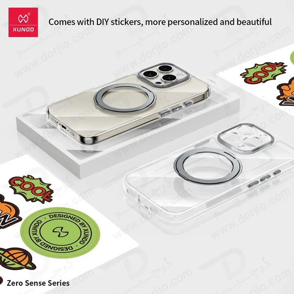 خرید کریستال شفاف رینگ استند مگ سیف iPhone 13 Pro Max مارک XUNDD سری Zero Sense دارای استیکر خرید کریستال شفاف رینگ استند مگ سیف iPhone 13 Pro Max مارک XUNDD سری Zero Sense دارای استیکر