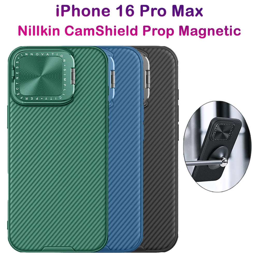 خرید قاب ضد ضربه مگنتی کمرا استند iPhone 16 Pro Max مارک نیلکین مدل Camshield Prop Magnetic