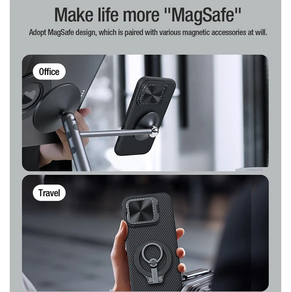 خرید قاب ضد ضربه مگنتی کمرا استند iPhone 16 Pro Max مارک نیلکین مدل Camshield Prop Magnetic