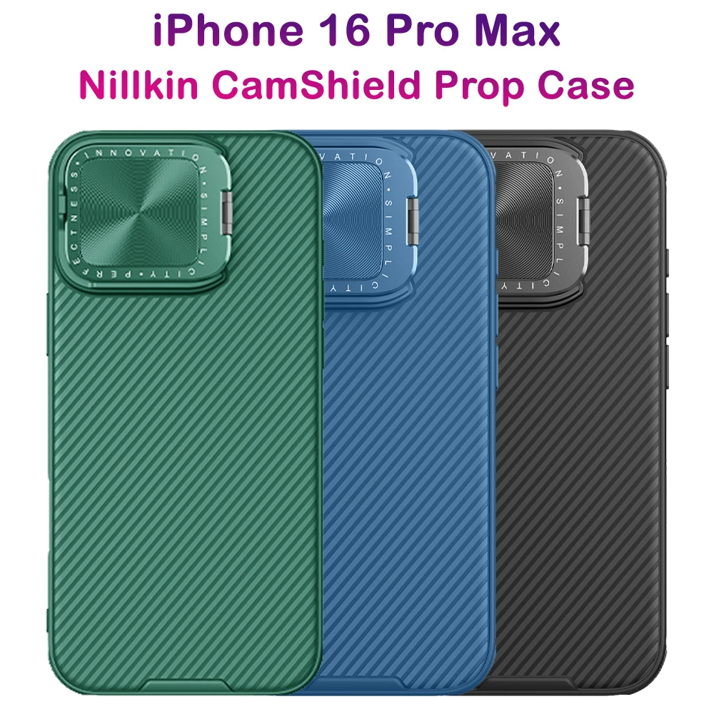 خرید قاب ضد ضربه کمرا استند iPhone 16 Pro Max مارک نیلکین مدل Camshield Prop