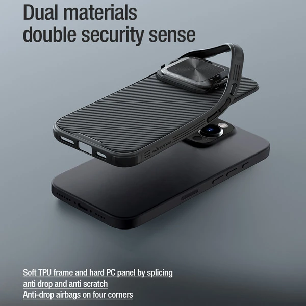 خرید قاب ضد ضربه کمرا استند iPhone 16 Pro Max مارک نیلکین مدل Camshield Prop