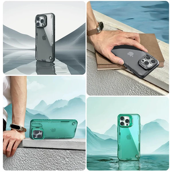 خرید گارد کریستالی استند دار iPhone 16 Pro مارک نیلکین مدل Iceblade Prop Frame