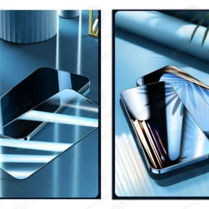 خرید گلس شیشه ای تمام شفاف iPhone 16 Pro Max با ابزار مخصوص نصب مارک XUNDD سری AXE