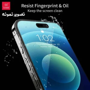 خرید گلس شیشه ای تمام شفاف iPhone 16 Pro Max با ابزار مخصوص نصب مارک XUNDD سری AXE