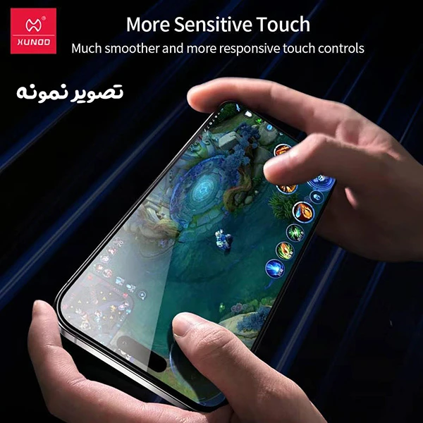 خرید گلس شیشه ای تمام شفاف iPhone 16 Pro Max با ابزار مخصوص نصب مارک XUNDD سری AXE