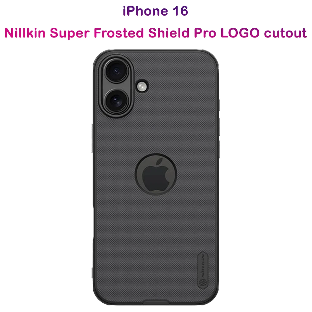 قاب ضد ضربه حفره لوگو iPhone 16 مارک نیلکین مدل Super Frosted Shield Pro With LOGO cutout