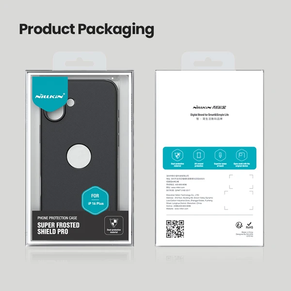 خرید قاب ضد ضربه حفره لوگو iPhone 16 مارک نیلکین مدل Super Frosted Shield Pro With LOGO cutout