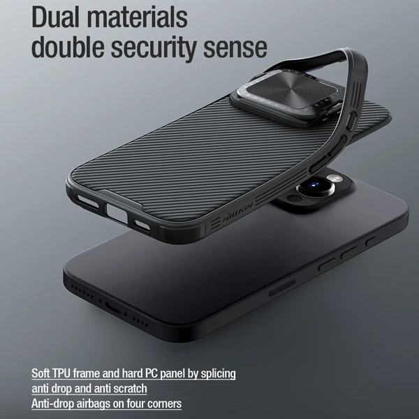 خرید قاب ضد ضربه مگنتی کمرا استند iPhone 16 Pro Max مارک نیلکین مدل Camshield Prop Magnetic