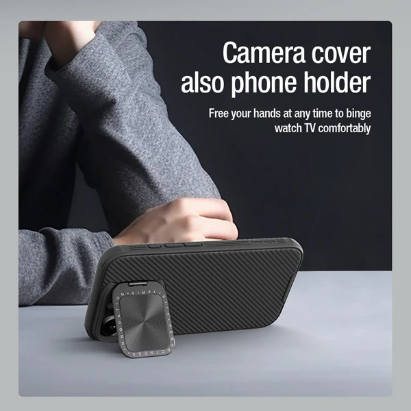 خرید قاب ضد ضربه مگنتی کمرا استند iPhone 16 Pro Max مارک نیلکین مدل Camshield Prop Magnetic