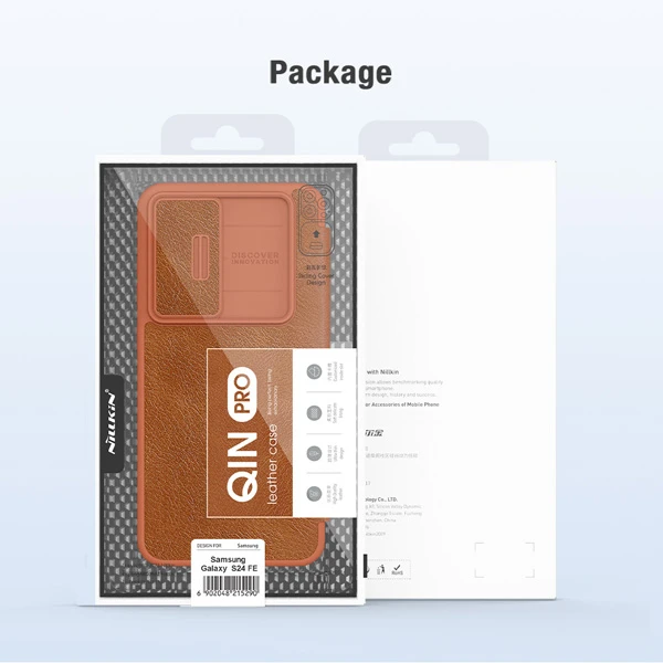 خرید کیف چرمی محافظ دوربین دار Samsung Galaxy S24 FE مارک نیلکین مدل Qin Pro