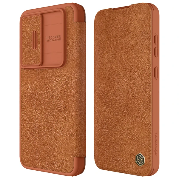 خرید کیف چرمی محافظ دوربین دار Samsung Galaxy S24 FE مارک نیلکین مدل Qin Pro