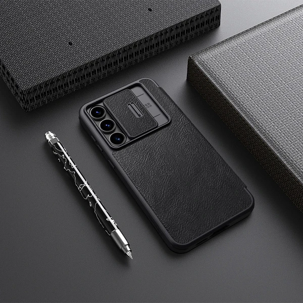 خرید کیف چرمی محافظ دوربین دار Samsung Galaxy S24 FE مارک نیلکین مدل Qin Pro