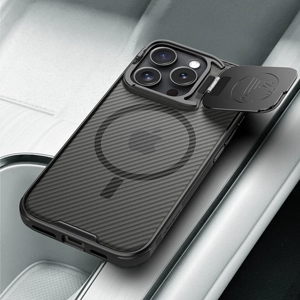 خرید گارد مگ سیف نیمه شفاف کمرا استند iPhone 16 Pro مارک نیلکین مدل Camshield Prop Clear خرید گارد مگ سیف نیمه شفاف کمرا استند iPhone 16 Pro مارک نیلکین مدل Camshield Prop Clear