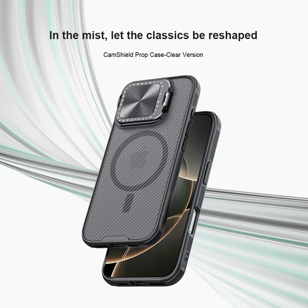 خرید گارد مگ سیف نیمه شفاف کمرا استند iPhone 16 Pro مارک نیلکین مدل Camshield Prop Clear