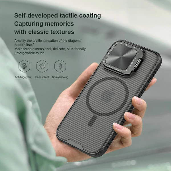 خرید گارد مگ سیف نیمه شفاف کمرا استند iPhone 16 Pro مارک نیلکین مدل Camshield Prop Clear خرید گارد مگ سیف نیمه شفاف کمرا استند iPhone 16 Pro مارک نیلکین مدل Camshield Prop Clear