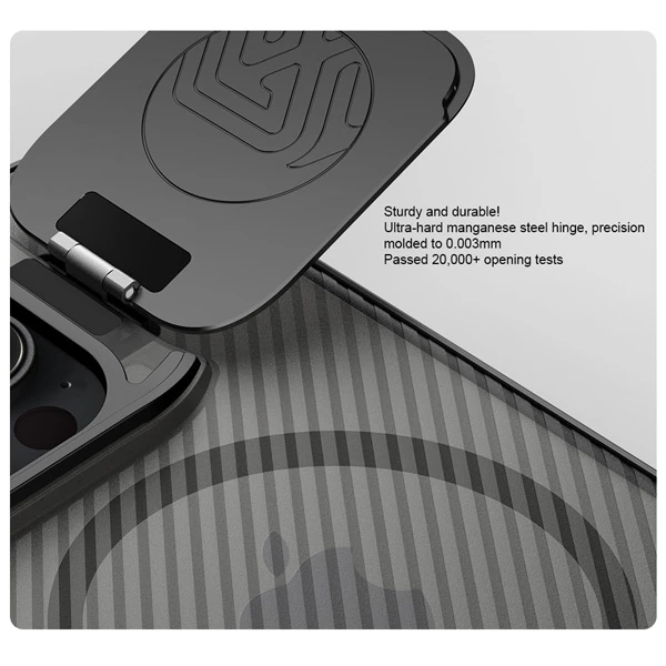 خرید گارد مگ سیف نیمه شفاف کمرا استند iPhone 16 Pro مارک نیلکین مدل Camshield Prop Clear خرید گارد مگ سیف نیمه شفاف کمرا استند iPhone 16 Pro مارک نیلکین مدل Camshield Prop Clear