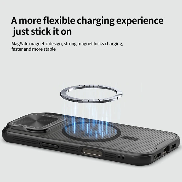 خرید گارد مگ سیف نیمه شفاف کمرا استند iPhone 16 Pro مارک نیلکین مدل Camshield Prop Clear خرید گارد مگ سیف نیمه شفاف کمرا استند iPhone 16 Pro مارک نیلکین مدل Camshield Prop Clear