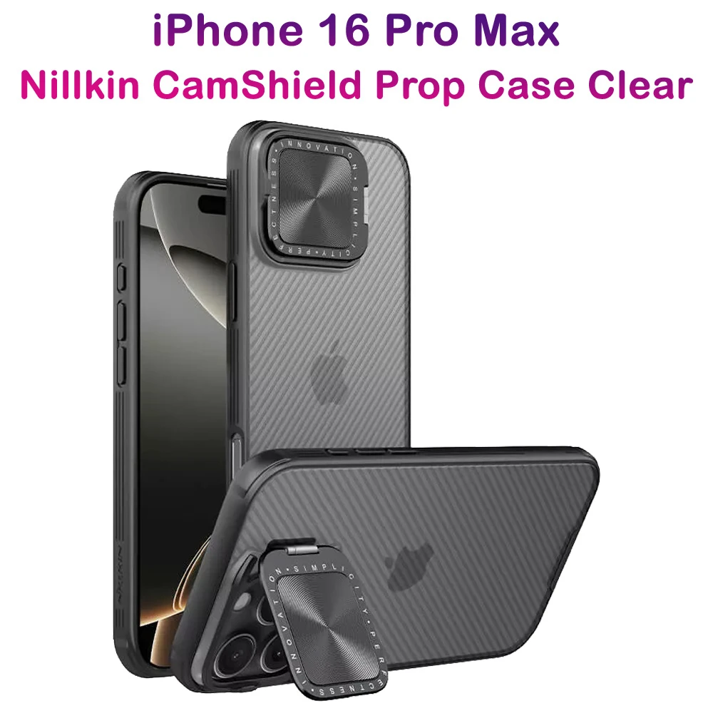 خرید گارد نیمه شفاف کمرا استند iPhone 16 Pro Max مارک نیلکین مدل Camshield Prop Clear