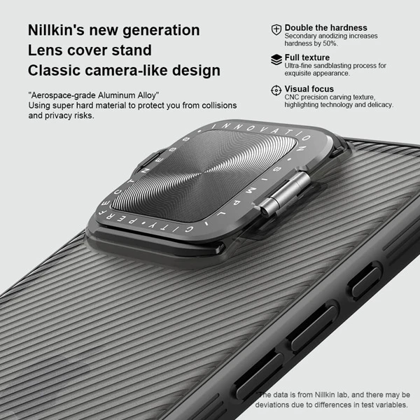 خرید گارد نیمه شفاف کمرا استند iPhone 16 Pro مارک نیلکین مدل Camshield Prop Clear