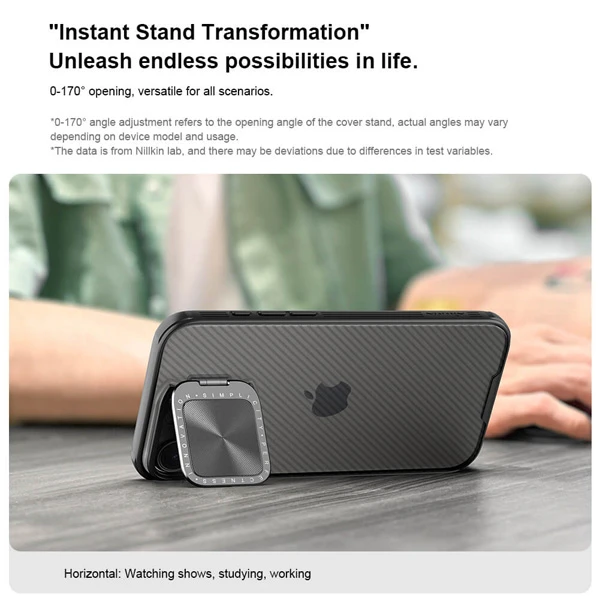 خرید گارد نیمه شفاف کمرا استند iPhone 16 Pro مارک نیلکین مدل Camshield Prop Clear