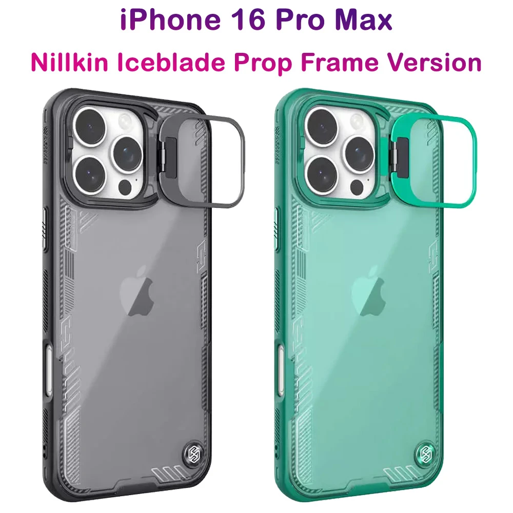 گارد کریستالی استند دار iPhone 16 Pro Max مارک نیلکین مدل Iceblade Prop Frame