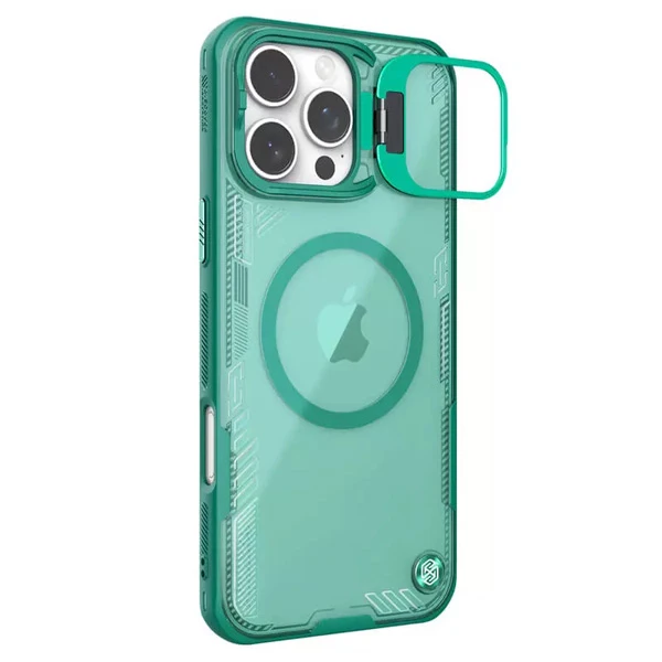 خرید گارد کریستالی مگنتی استند دار iPhone 16 Pro Max مارک نیلکین مدل Iceblade Prop Frame Magnetic