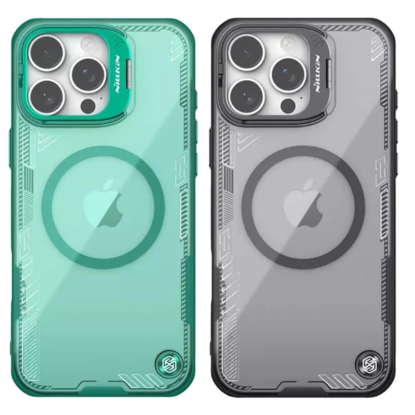 خرید گارد کریستالی مگنتی استند دار iPhone 16 Pro مارک نیلکین مدل Iceblade Prop Frame Magnetic