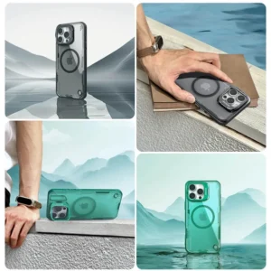 خرید گارد کریستالی مگنتی استند دار iPhone 16 Pro مارک نیلکین مدل Iceblade Prop Frame Magnetic