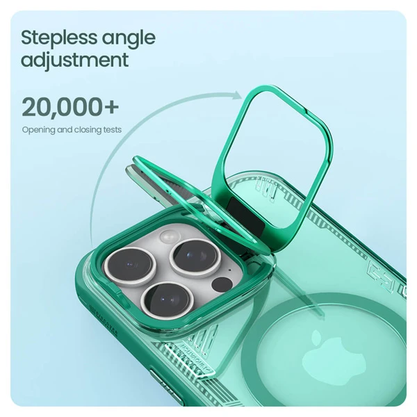 خرید گارد کریستالی مگنتی استند دار iPhone 16 Pro مارک نیلکین مدل Iceblade Prop Frame Magnetic