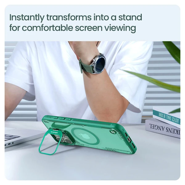 خرید گارد کریستالی مگنتی استند دار iPhone 16 Pro مارک نیلکین مدل Iceblade Prop Frame Magnetic