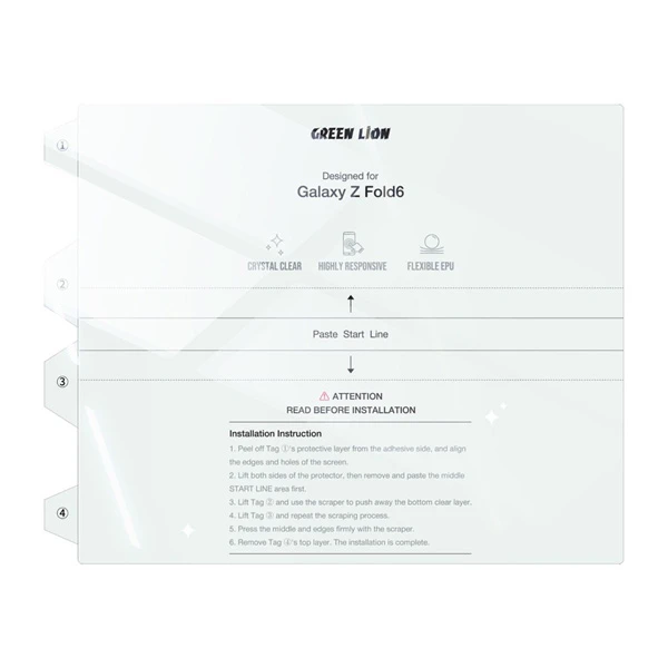 خرید گلس شیشه ای و برچسب صفحه نمایشه ای Samsung Galaxy Z Fold 6 مارک Green Lion