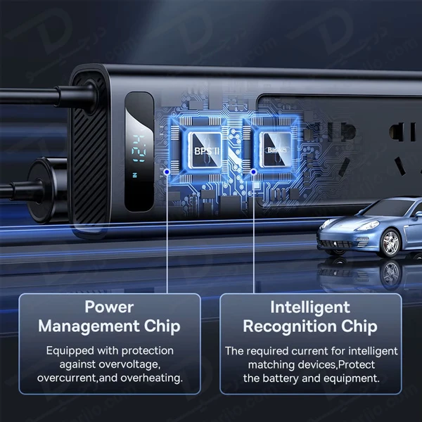 خرید اینورتر برق خودرو 150 وات با شارژ سریع 30 وات مارک Baseus مدل BS-CI15-05