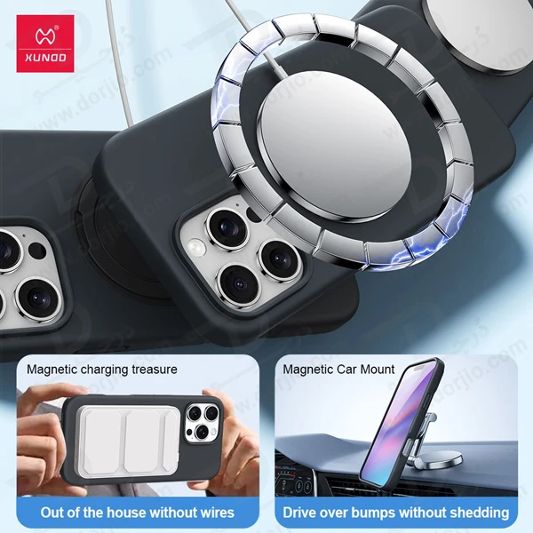 خرید قاب سیلیکونی رینگ استند مگ سیف iPhone 16 Pro Max مارک XUNDD سری Reno Magnetic Holder