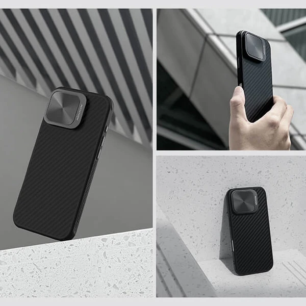 خرید قاب کربنی مگنتی کمرا استند نیلکین iPhone 16 Pro Max مدل CarboProp Magnetic
