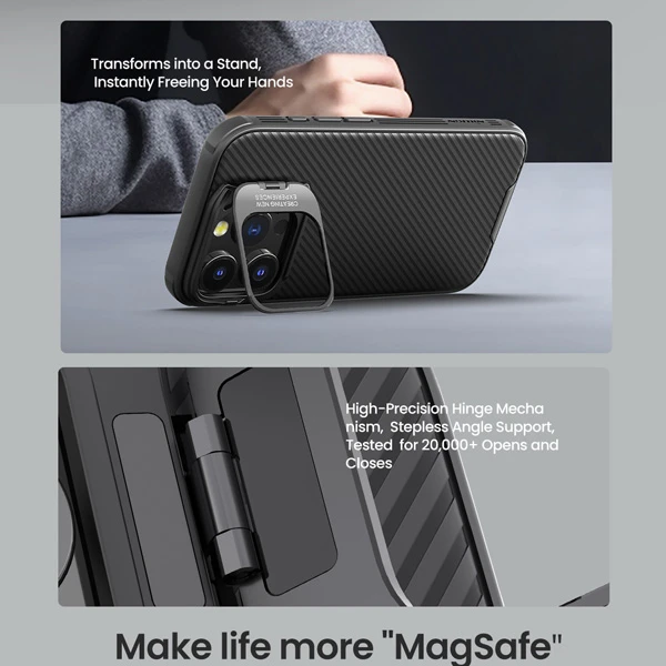 خرید گارد ضد ضربه مگنتی استند دار iPhone 16 Pro Max مارک نیلکین مدل Camshield Prop Magnetic Hollow Version