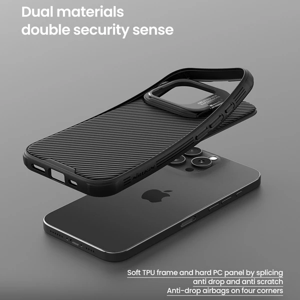 خرید گارد ضد ضربه مگنتی استند دار iPhone 16 Pro Max مارک نیلکین مدل Camshield Prop Magnetic Hollow Version
