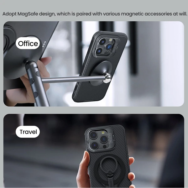 خرید گارد ضد ضربه مگنتی استند دار iPhone 16 Pro مارک نیلکین مدل Camshield Prop Magnetic Hollow Version خرید گارد ضد ضربه مگنتی استند دار iPhone 16 Pro مارک نیلکین مدل Camshield Prop Magnetic Hollow Version