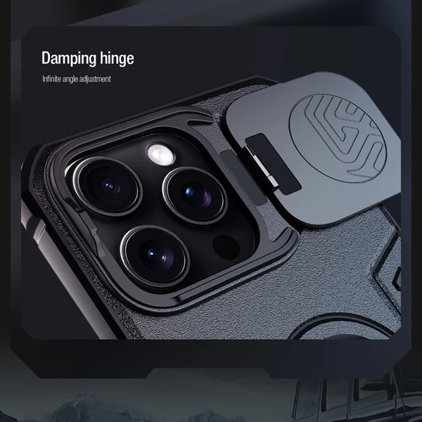 خرید گارد ضد ضربه مگنتی کمرا استند iPhone 16 Pro Max مارک نیلکین مدل Camshield Armor Prop