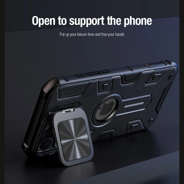 خرید گارد ضد ضربه مگنتی کمرا استند iPhone 16 Pro مارک نیلکین مدل Camshield Armor Prop