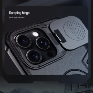 خرید گارد ضد ضربه مگنتی کمرا استند iPhone 16 Pro مارک نیلکین مدل Camshield Armor Prop