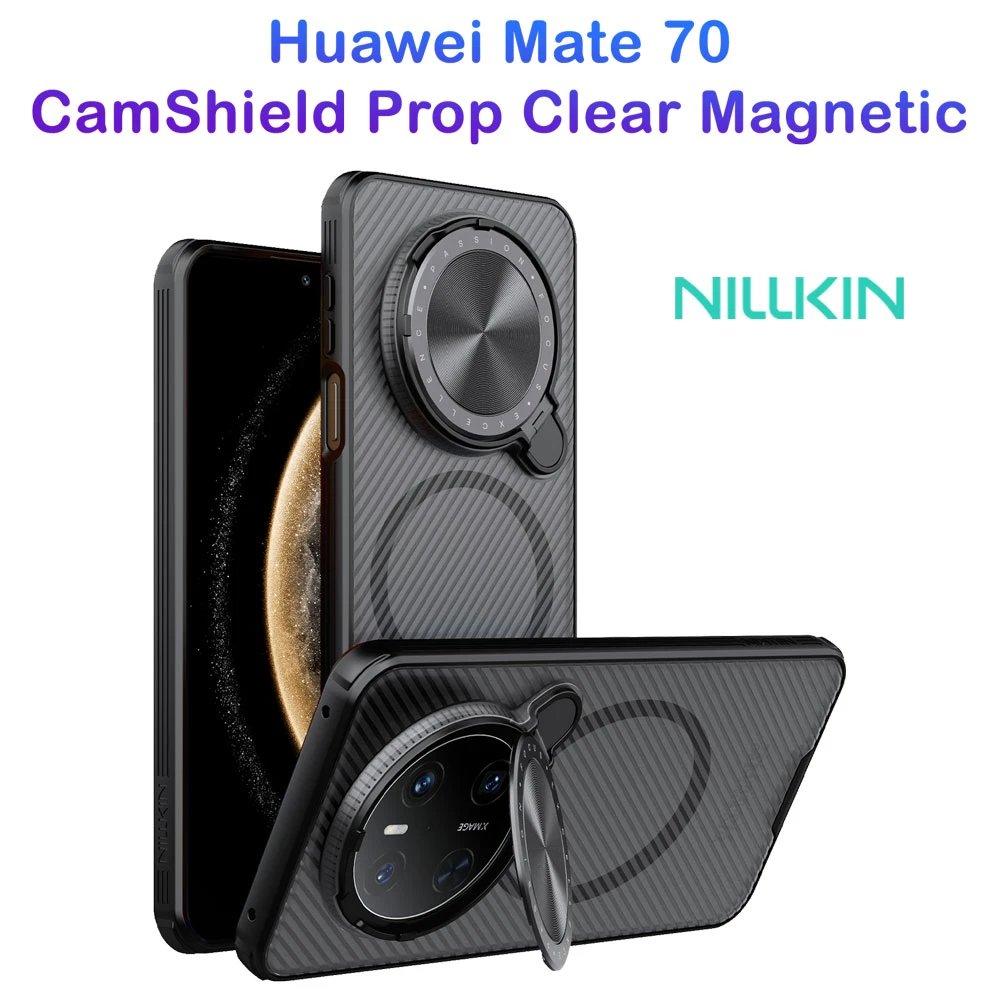 خرید گارد مگ سیف نیمه شفاف کمرا استند Huawei Mate 70 مارک نیلکین مدل Camshield Prop Clear