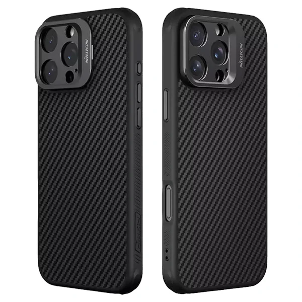 خرید گارد کربنی مگنتی کمرا استند iPhone 16 Pro مارک نیلکین مدل CarboProp Magnetic Fine Hole