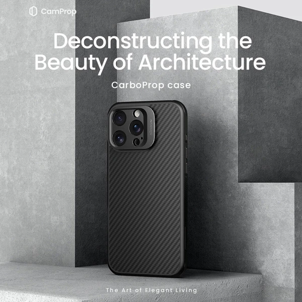 خرید گارد کربنی مگنتی کمرا استند iPhone 16 Pro مارک نیلکین مدل CarboProp Magnetic Hole